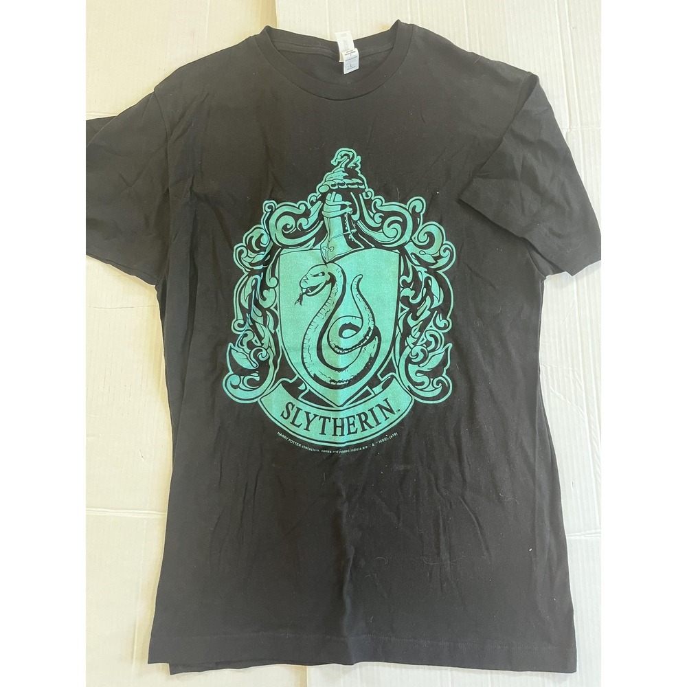 Harry Potter Slytherin Shirt Mens Large Black Crest Graphic Tee Hogwarts Tultex